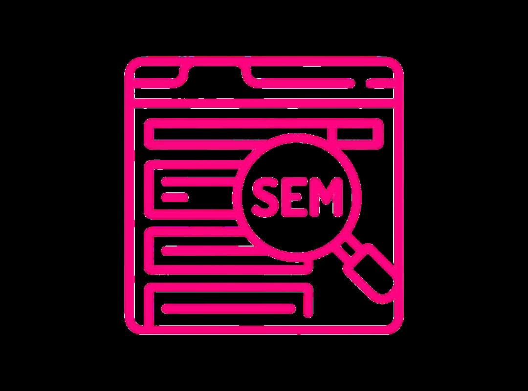 Search Engine Marketing (SEM) icon representing paid ads and online visibility